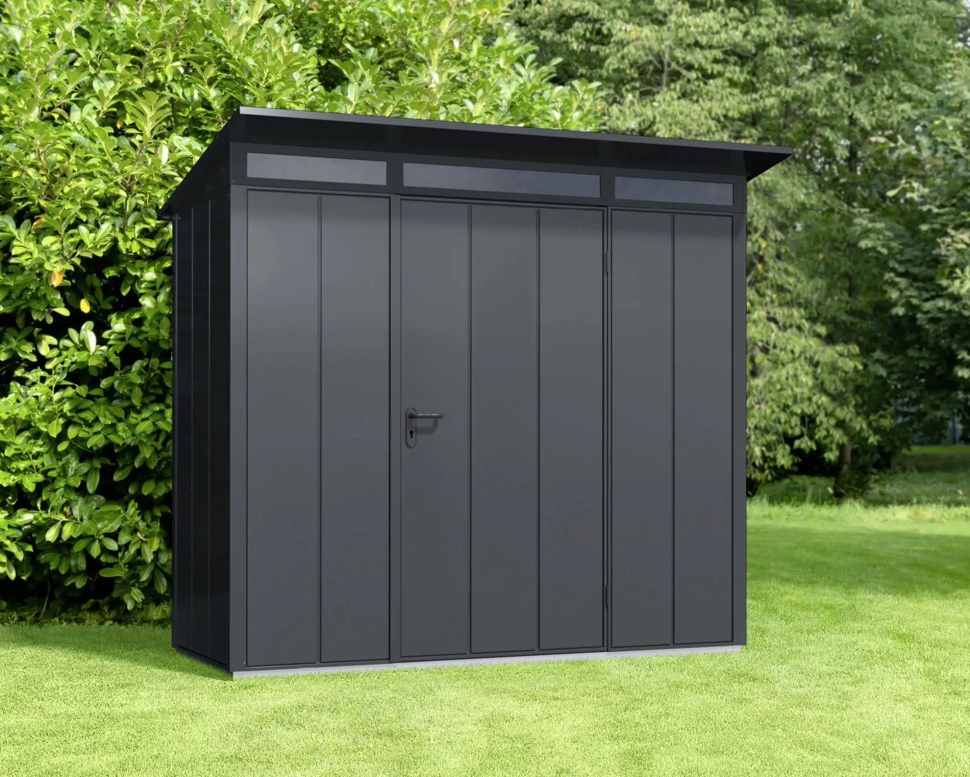 EcoStar Gerätehaus Elegant-P Typ 1 anthrazitgrau 247,9 x 153 x 228,6 cm