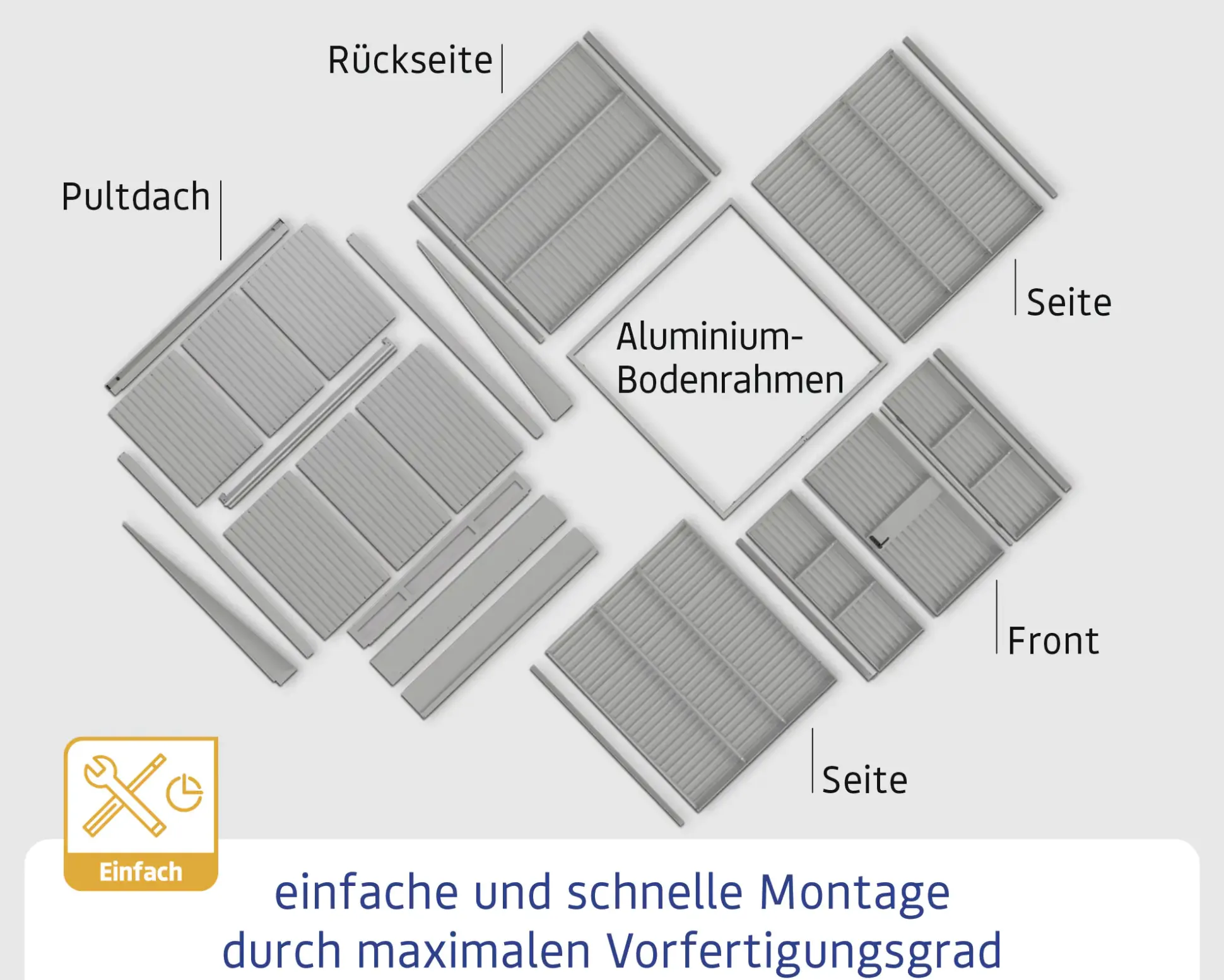 EcoStar Gerätehaus Elegant-P Typ 1 anthrazitgrau 247,9 x 153 x 228,6 cm