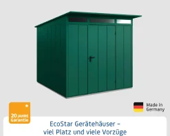 EcoStar Gerätehaus Elegant-P Typ 2 moosgrün 247,9 x 283,4 x 232,3 cm