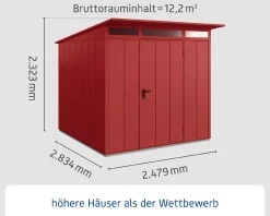 EcoStar Gerätehaus Elegant-P Typ 2 purpurrot 247,9 x 283,4 x 232,3 cm