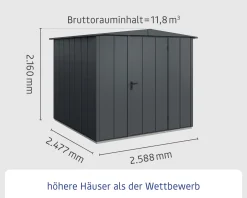 EcoStar Gerätehaus Elegant-S Typ 2 anthrazitgrau 1 flg 258,8 x 247,7 cm