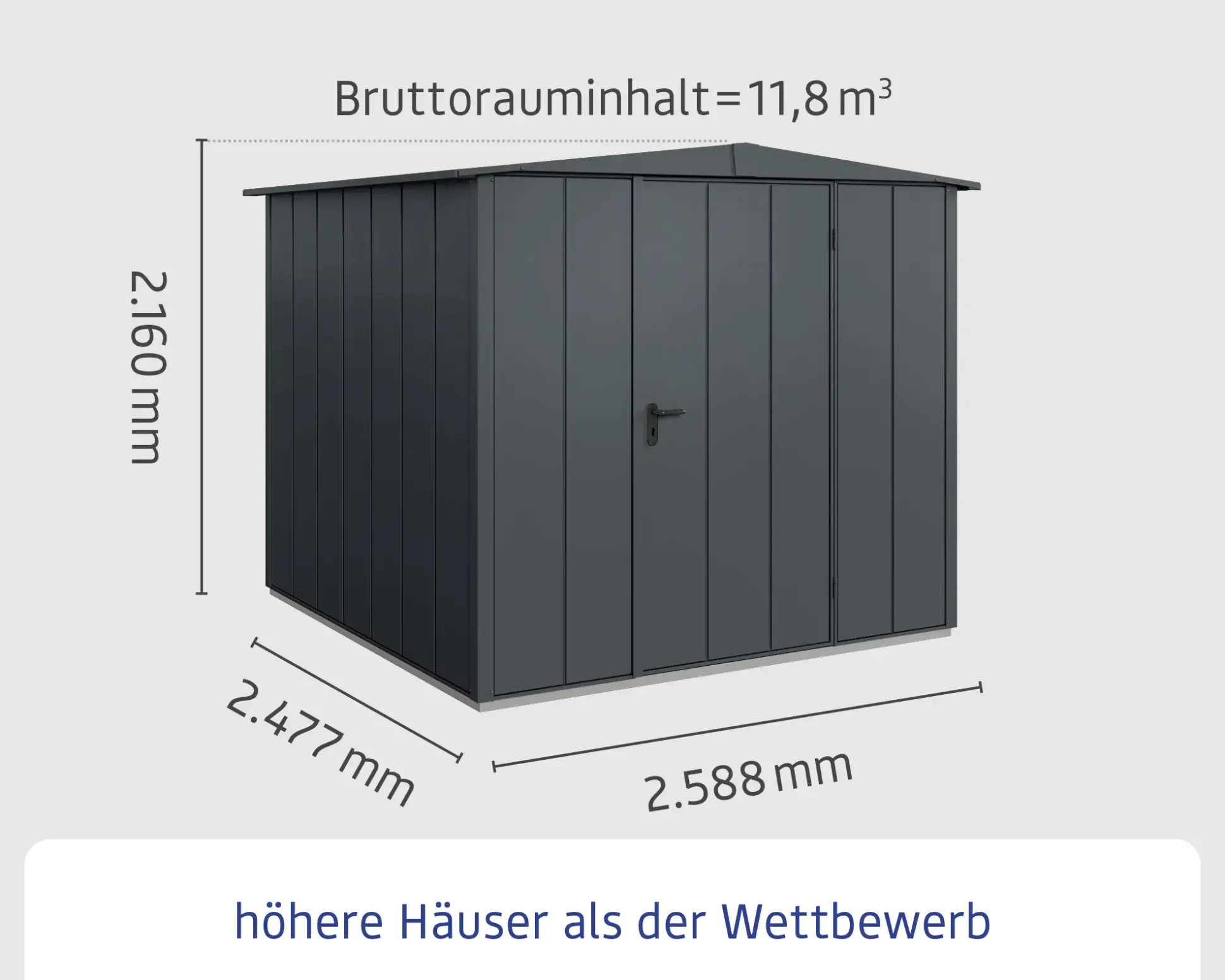 EcoStar Gerätehaus Elegant-S Typ 2 anthrazitgrau 1 flg 258,8 x 247,7 cm