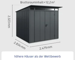 EcoStar Gerätehaus Elegant-P Typ 2 anthrazitgrau 247,9 x 283,4 x 232,3 cm