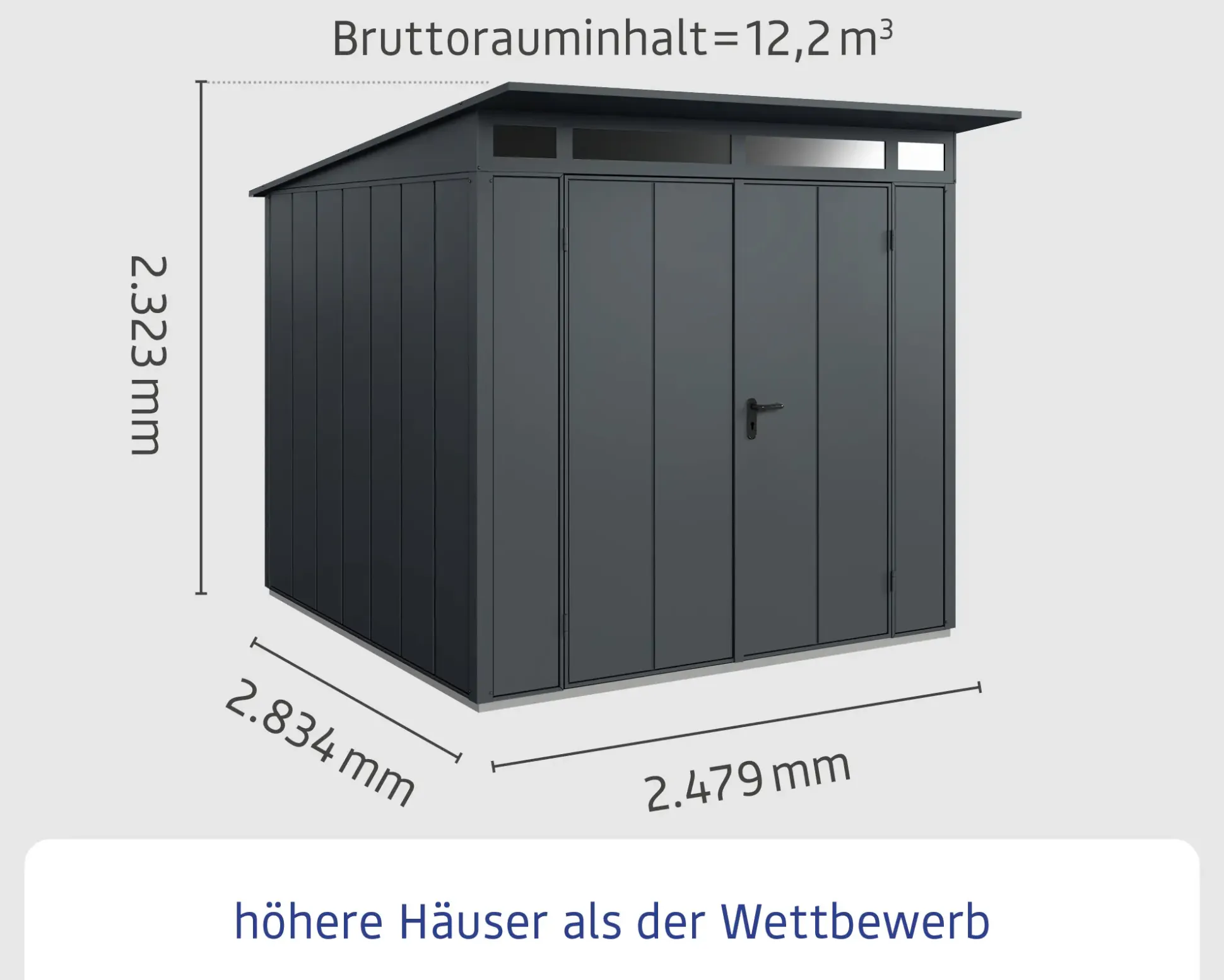 EcoStar Gerätehaus Elegant-P Typ 2 anthrazitgrau 247,9 x 283,4 x 232,3 cm