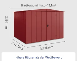 EcoStar Gerätehaus Elegant-S Typ 3 323,6 x 247,7 x 219,4 cm purpurrot