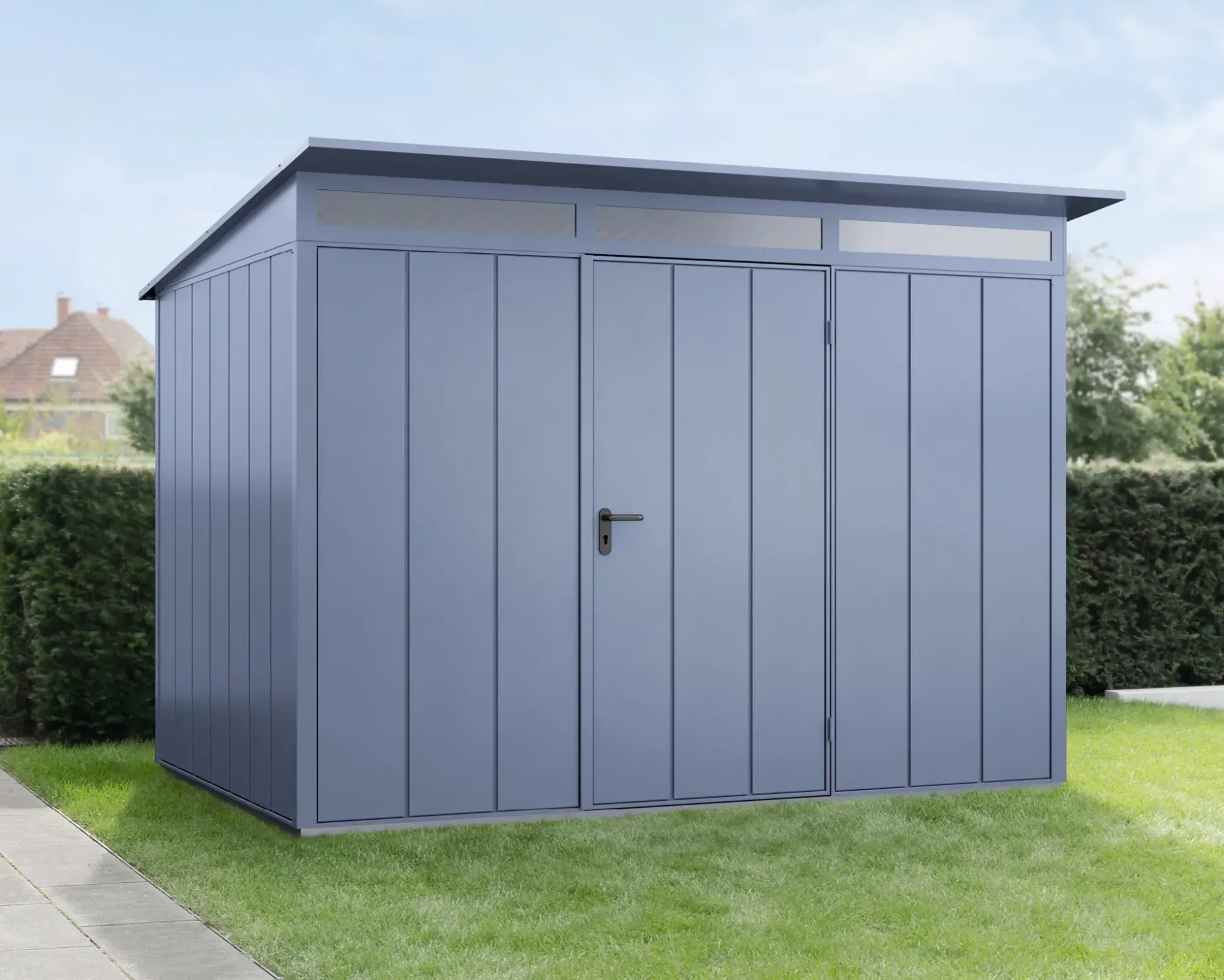 EcoStar Gerätehaus Elegant-P Typ 3 taubenblau 312,7 x 283,4 x 232,3 cm