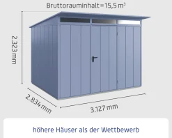 EcoStar Gerätehaus Elegant-P Typ 3 taubenblau 312,7 x 283,4 x 232,3 cm