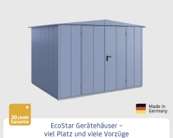 EcoStar Gerätehaus Elegant-S Typ 3 323,6 x 247,7 x 219,4 cm taubenblau