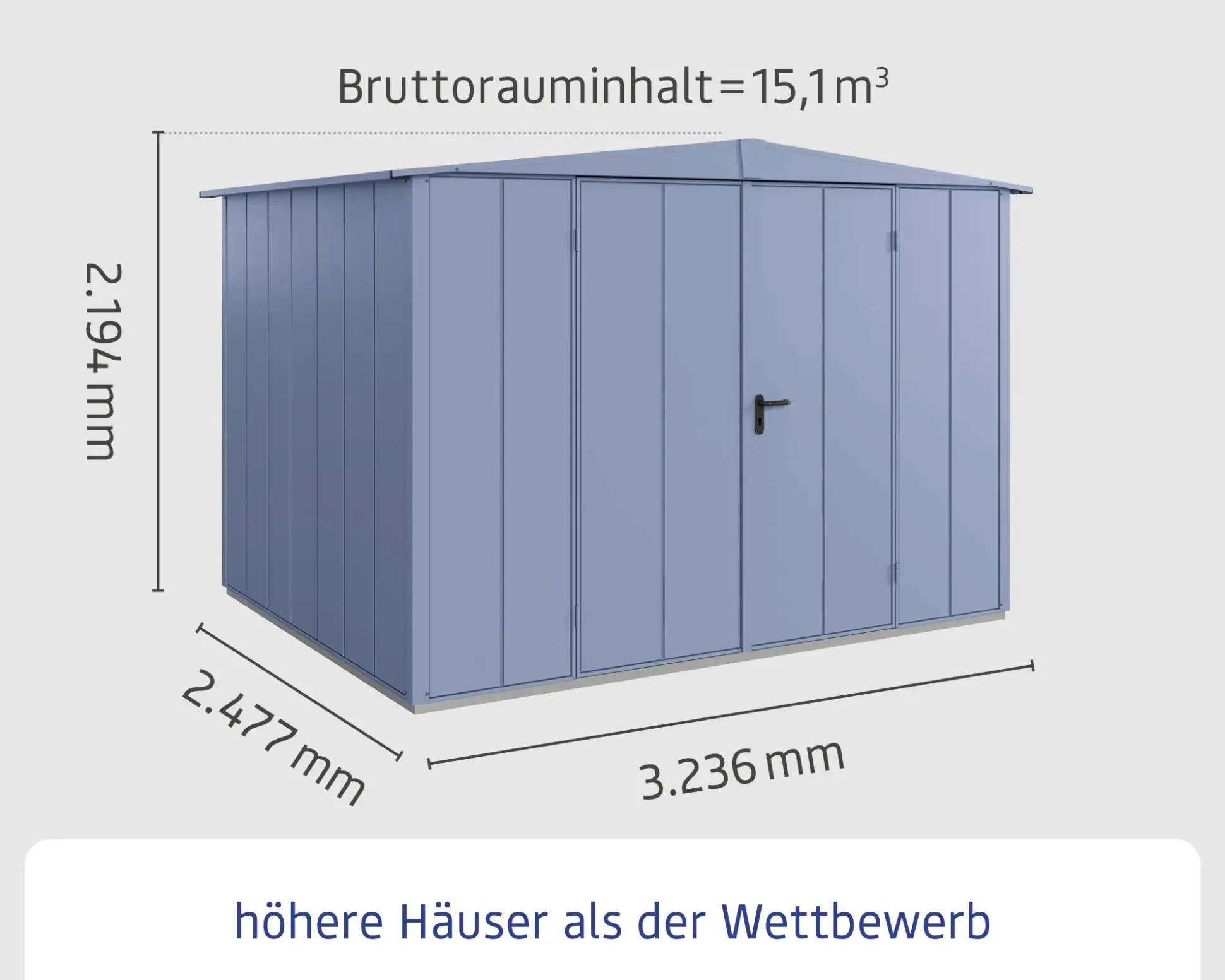 EcoStar Gerätehaus Elegant-S Typ 3 323,6 x 247,7 x 219,4 cm taubenblau