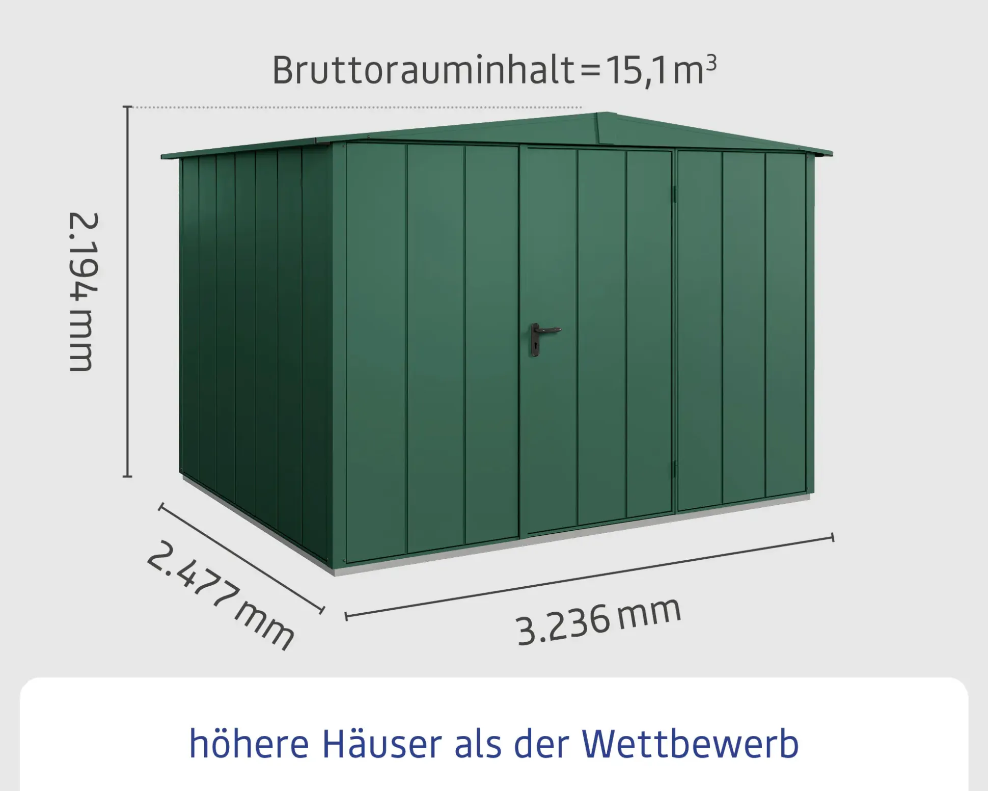 EcoStar Gerätehaus Elegant-S Typ 3 323,6 x 247,7 x 219,4 cm moosgrün