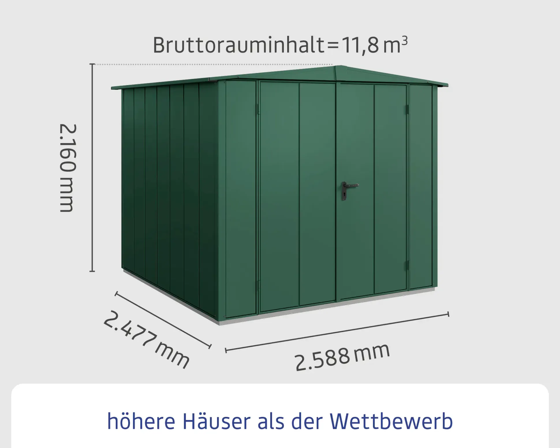 EcoStar Gerätehaus Elegant-S Typ 2 258,8 x 247,7 x 216 cm moosgrün