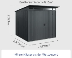 EcoStar Gerätehaus Trend-P Typ 2 anthrazitgrau 247,9 x 283,4 x 232,3 cm