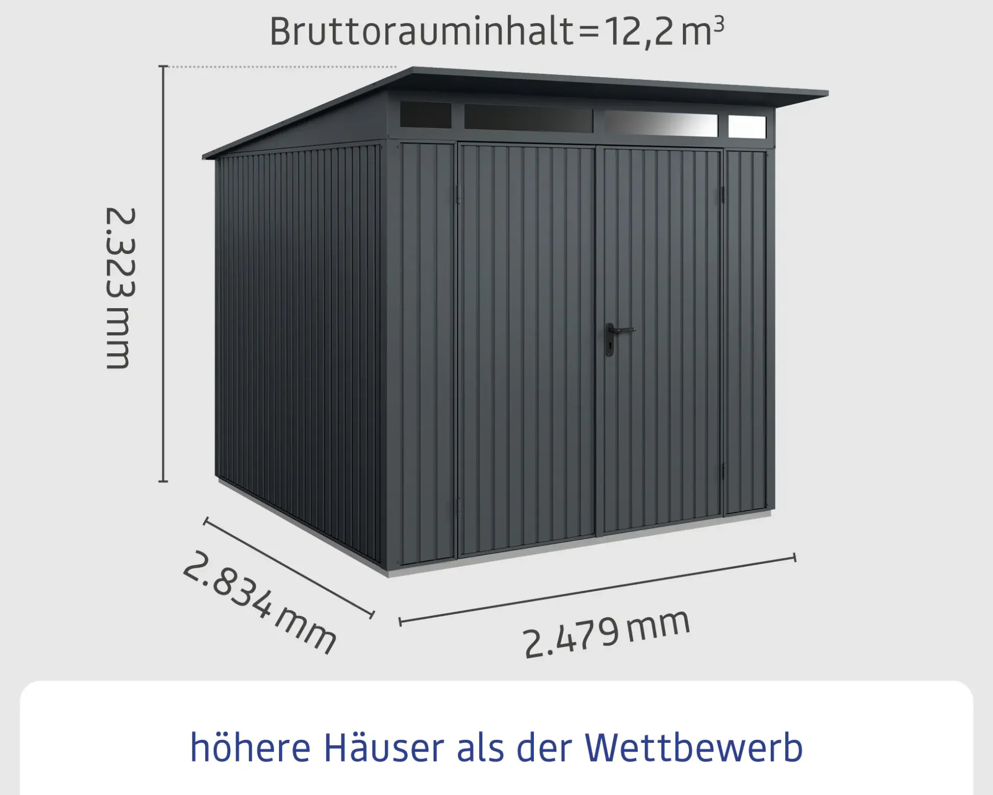 EcoStar Gerätehaus Trend-P Typ 2 anthrazitgrau 247,9 x 283,4 x 232,3 cm