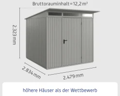 EcoStar Gerätehaus Trend-P Typ 2 graualuminium 247,9 x 283,4 x 232,3 cm