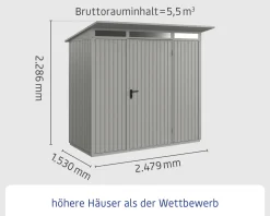 EcoStar Gerätehaus Trend-P Typ 1 247,9 x 153 x 228,6 cm graualuminium