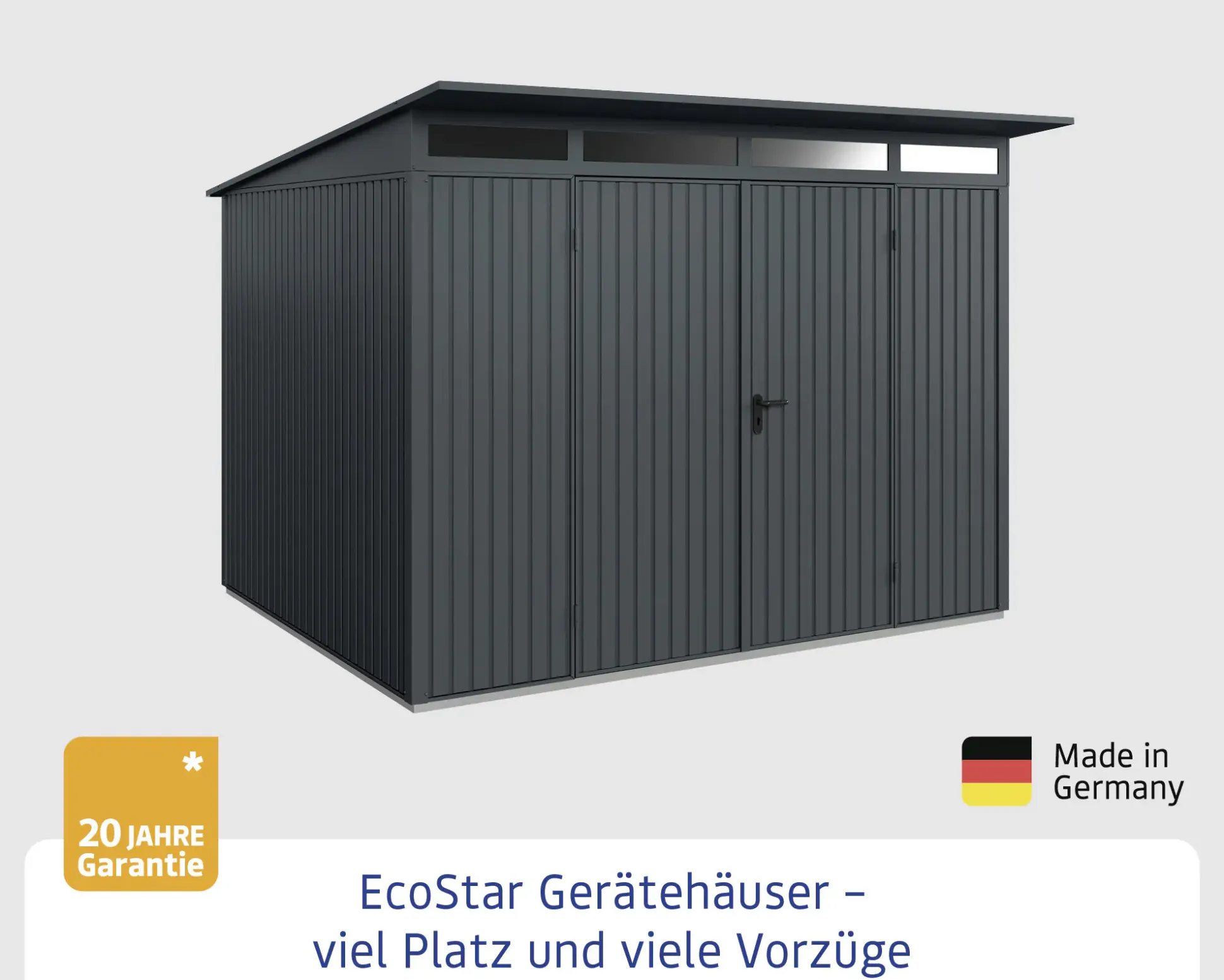 EcoStar Gerätehaus Trend-P Typ 3 anthrazitgrau 312,7 x 283,4 x 232,3 cm