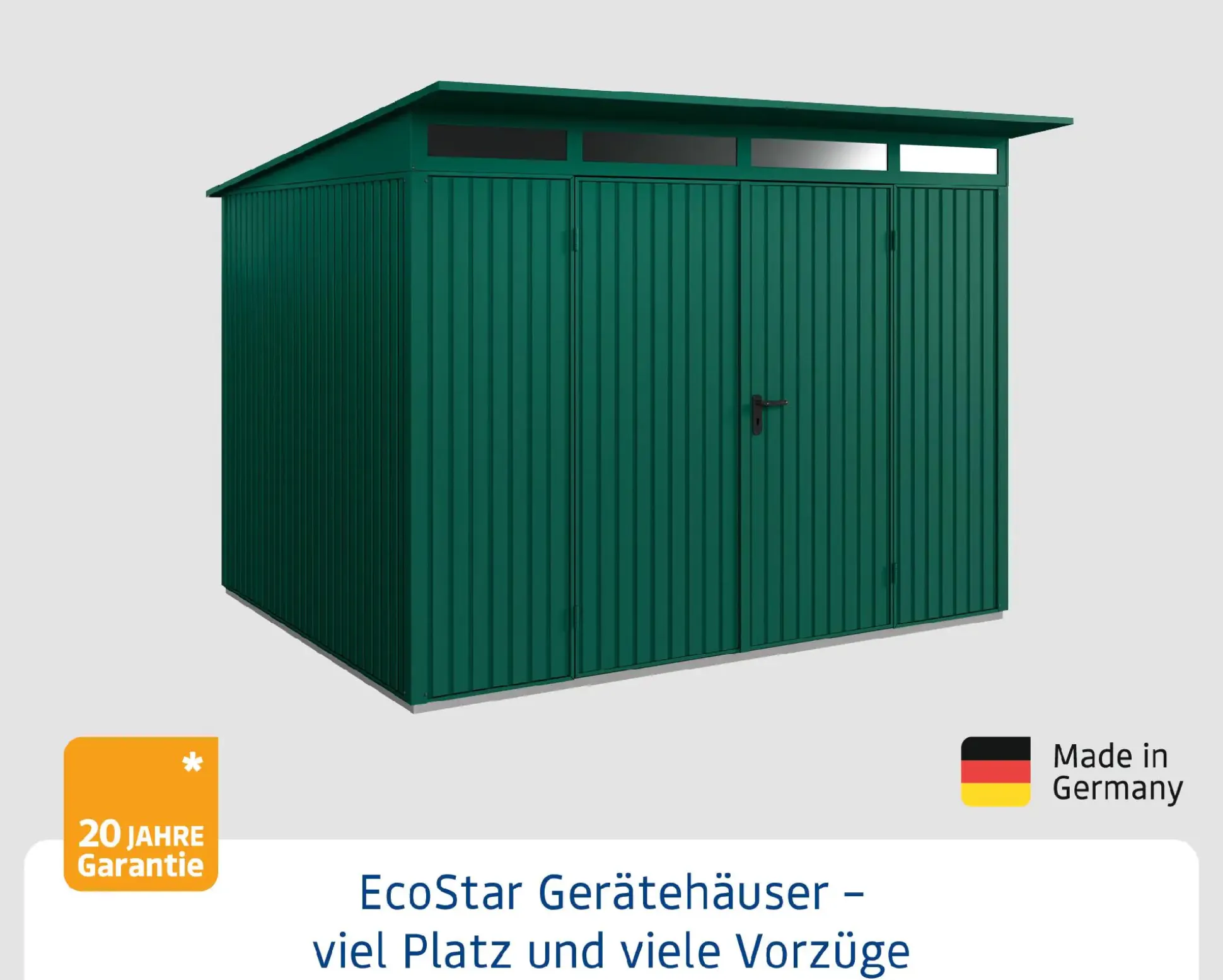 EcoStar Gerätehaus Trend-P Typ 3 moosgrün 312,7 x 283,4 x 232,3 cm