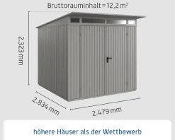 EcoStar Gerätehaus Trend-P Typ 2 247,9 x 283,4 x 232,3 cm graualuminium