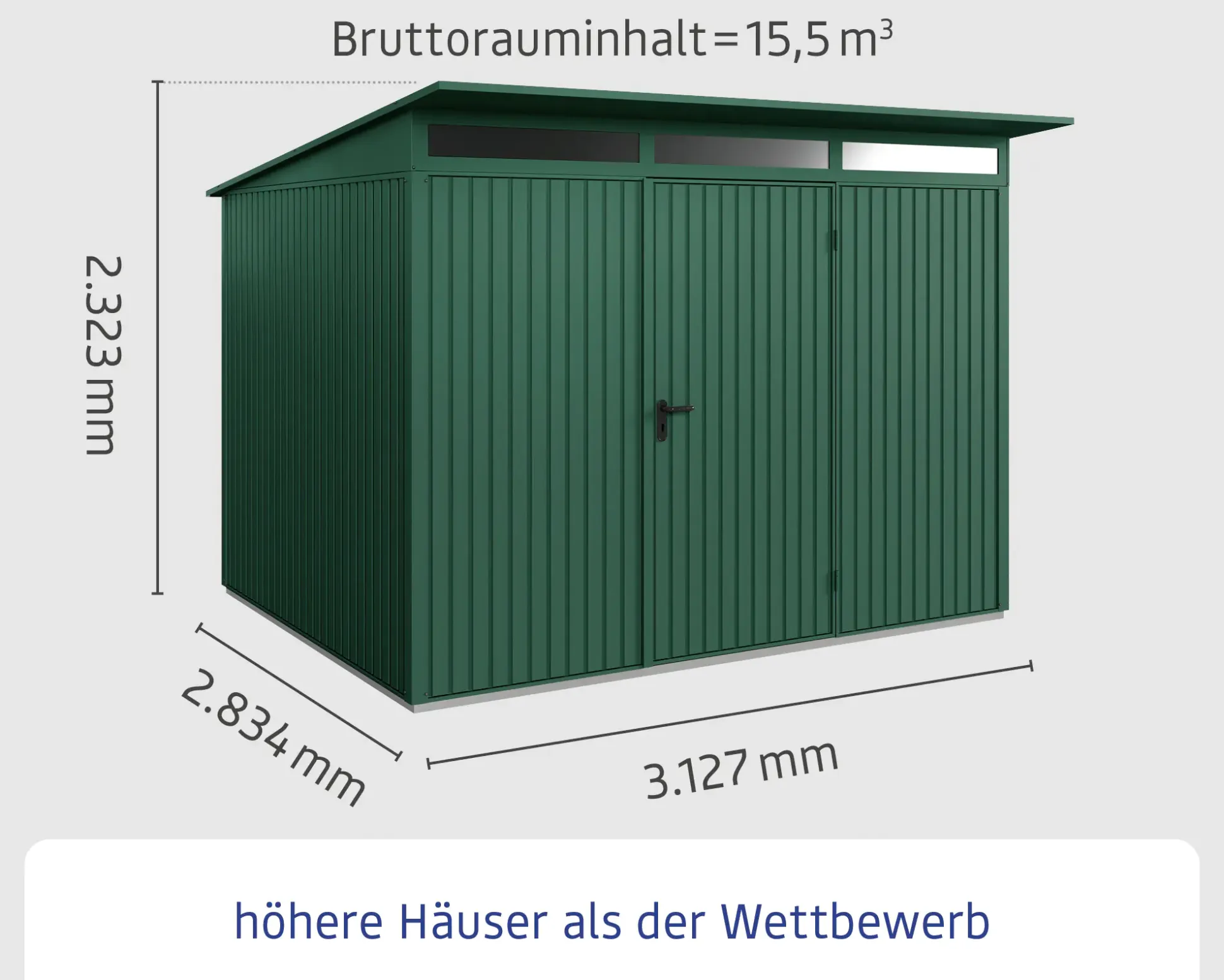 EcoStar Gerätehaus Trend-P Typ 3 312,7 x 283,4 x 232,3 cm moosgrün
