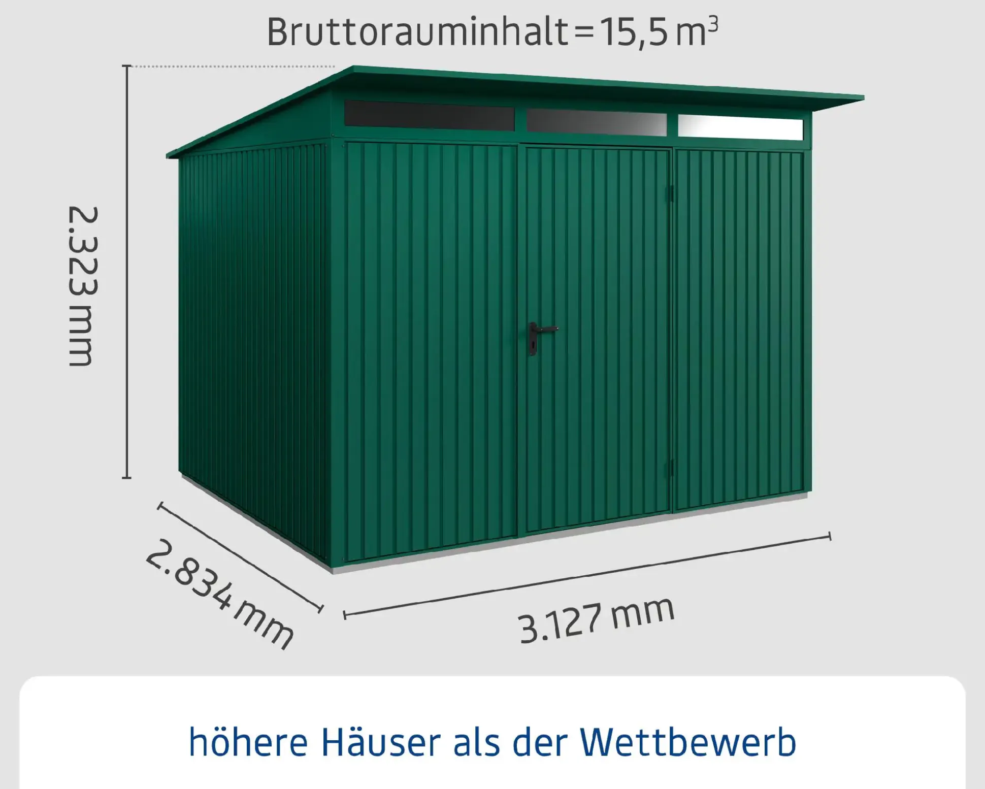 EcoStar Gerätehaus Trend-P Typ 3 312,7 x 283,4 x 232,3 cm moosgrün