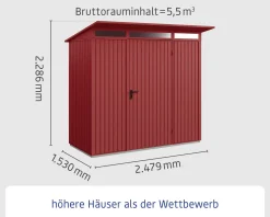 EcoStar Gerätehaus Trend-P Typ 1 purpurrot 247,9 x 153 x 228,6 cm