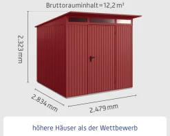 EcoStar Gerätehaus Trend-P Typ 2 purpurrot 247,9 x 283,4 x 232,3 cm