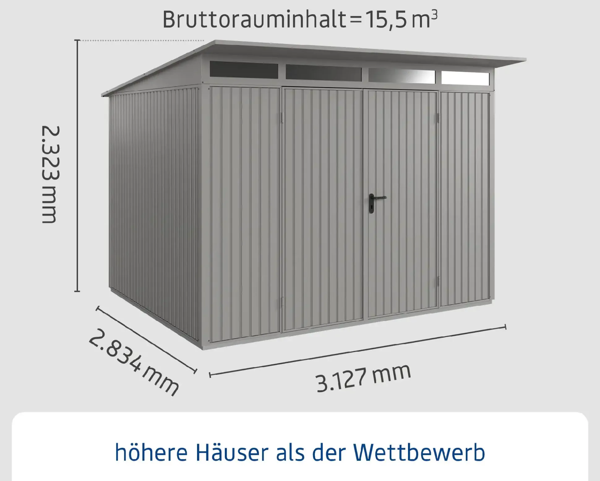 EcoStar Gerätehaus Trend-P Typ 3 graualuminium 312,7 x 283,4 x 232,3 cm