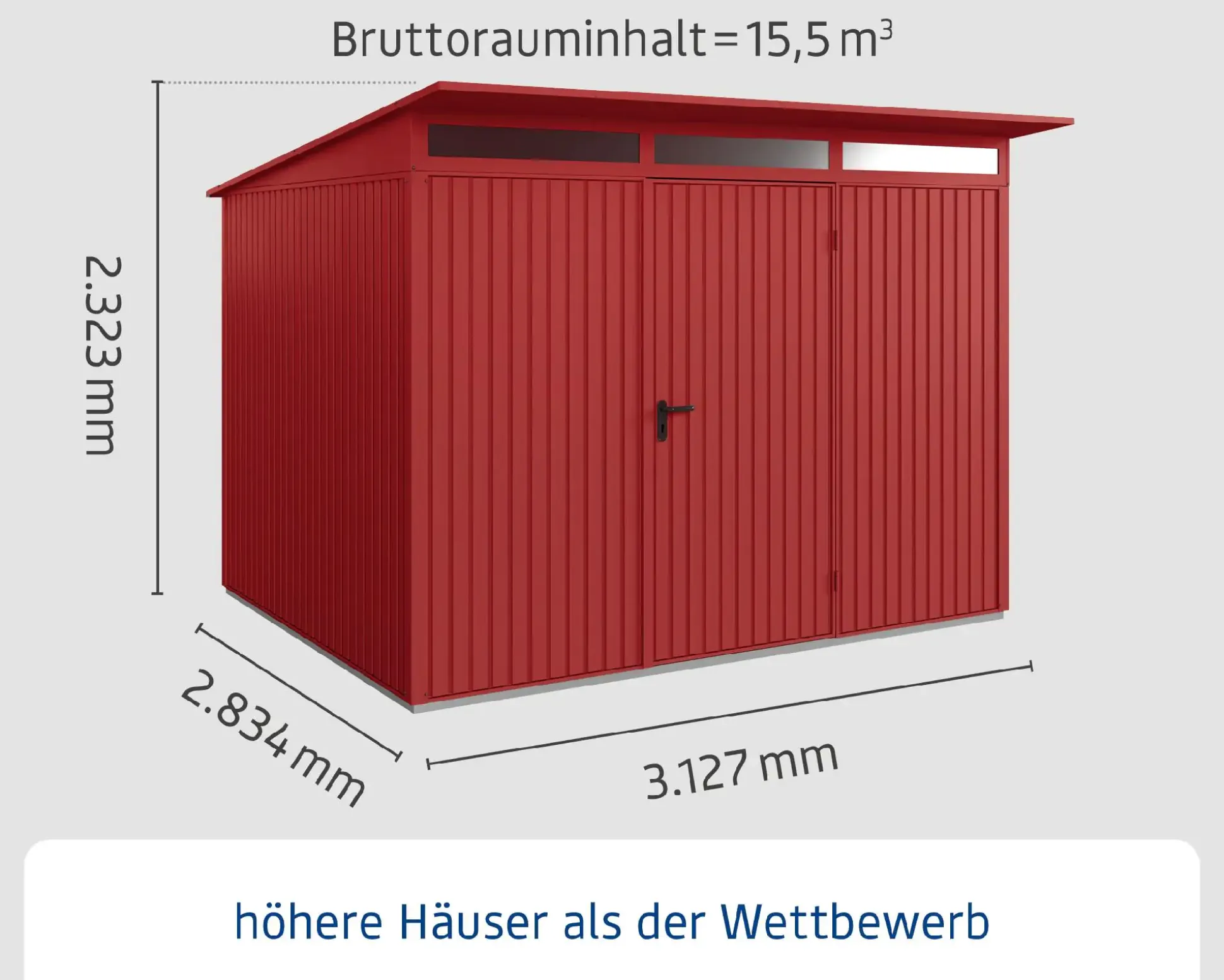 EcoStar Gerätehaus Trend-P Typ 3 purpurrot 312,7 x 283,4 x 232,3 cm