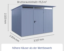EcoStar Gerätehaus Trend-P Typ 3 312,7 x 283,4 x 232,3 cm taubenblau