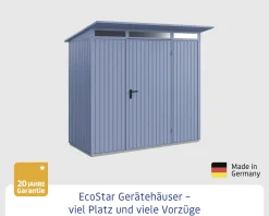 EcoStar Gerätehaus Trend-P Typ 1 taubenblau 247,9 x 153 x 228,6 cm