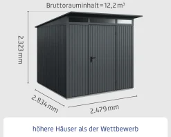 EcoStar Gerätehaus Trend-P Typ 2 anthrazitgrau 247,9 x 283,4 x 232,3 cm