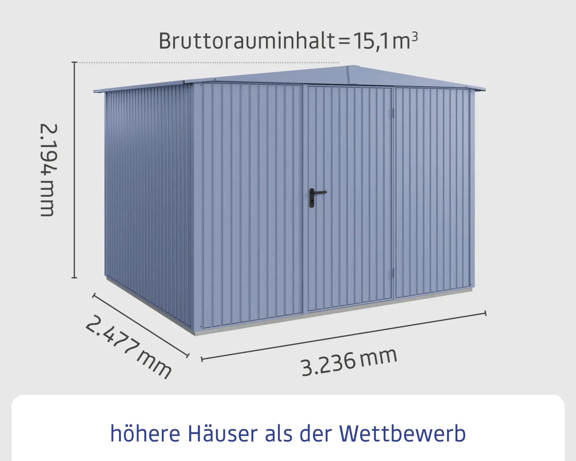 EcoStar Gerätehaus Trend-S Typ 3 323,6 x 247,7 x 219,4 cm taubenblau