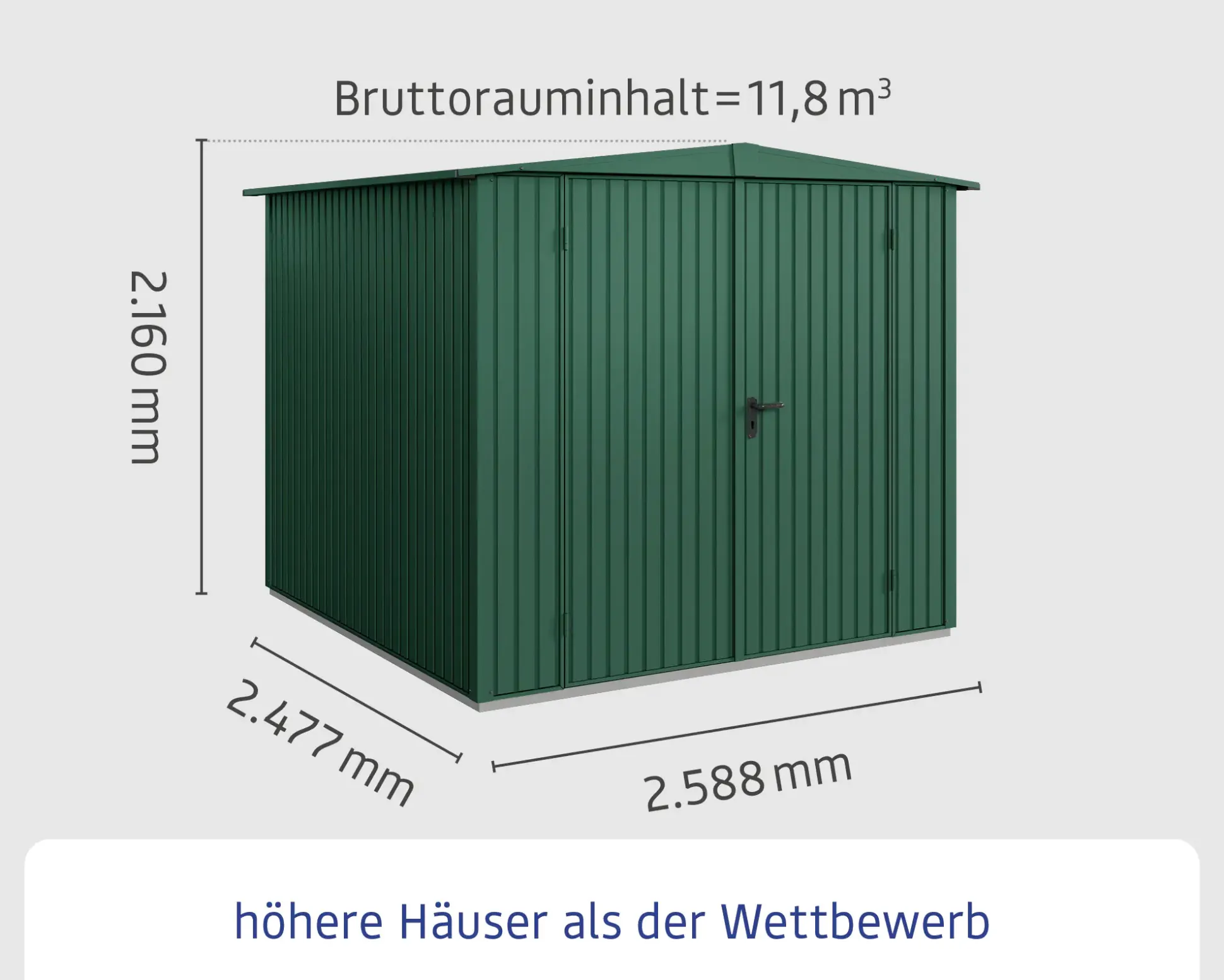 EcoStar Gerätehaus Trend-S Typ 2 258,8 x 247,7 x 216 cm moosgrün