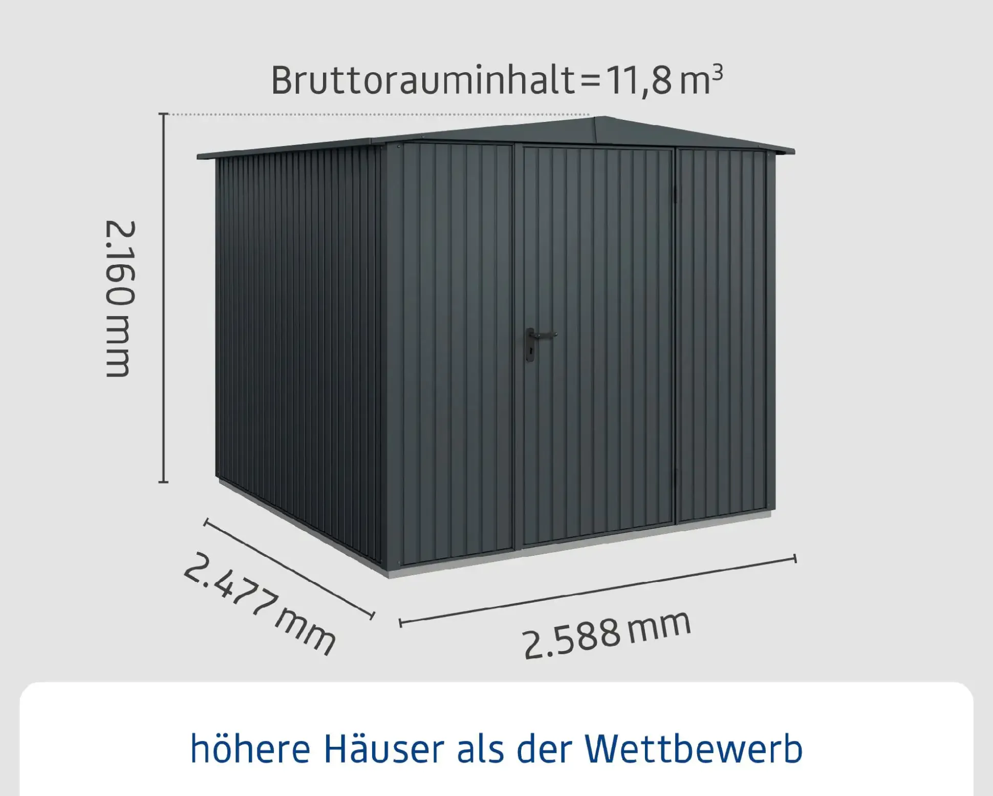 EcoStar Gerätehaus Trend-S Typ 2 258,8 x 247,7 x 216 cm anthrazitgrau