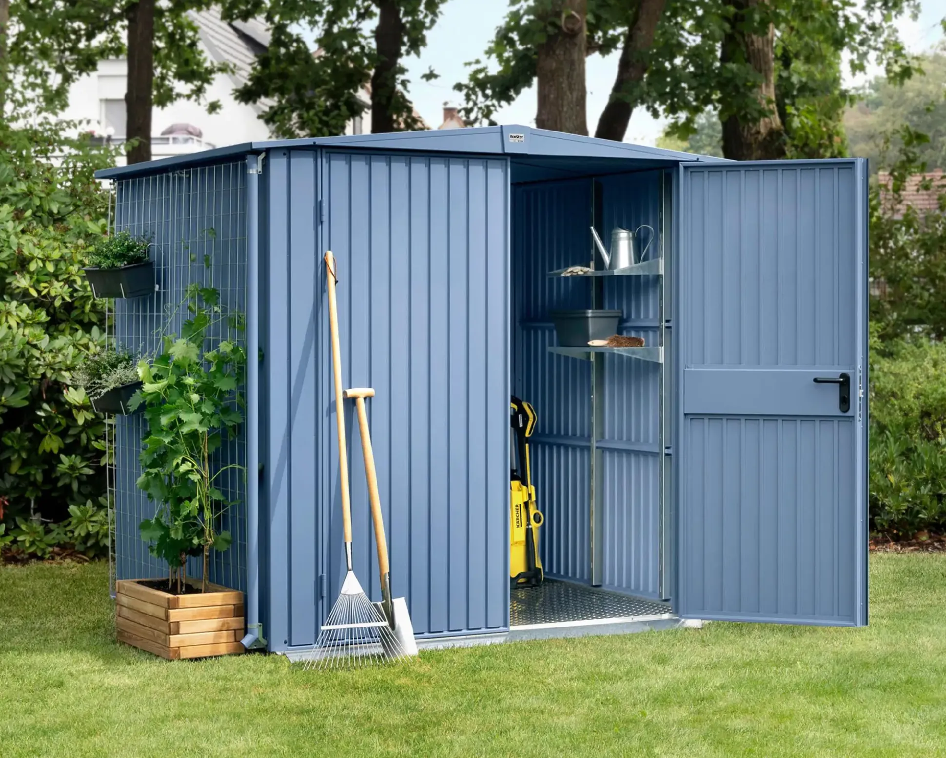 EcoStar Gerätehaus Trend-S Typ 2 258,8 x 247,7 x 216 cm taubenblau