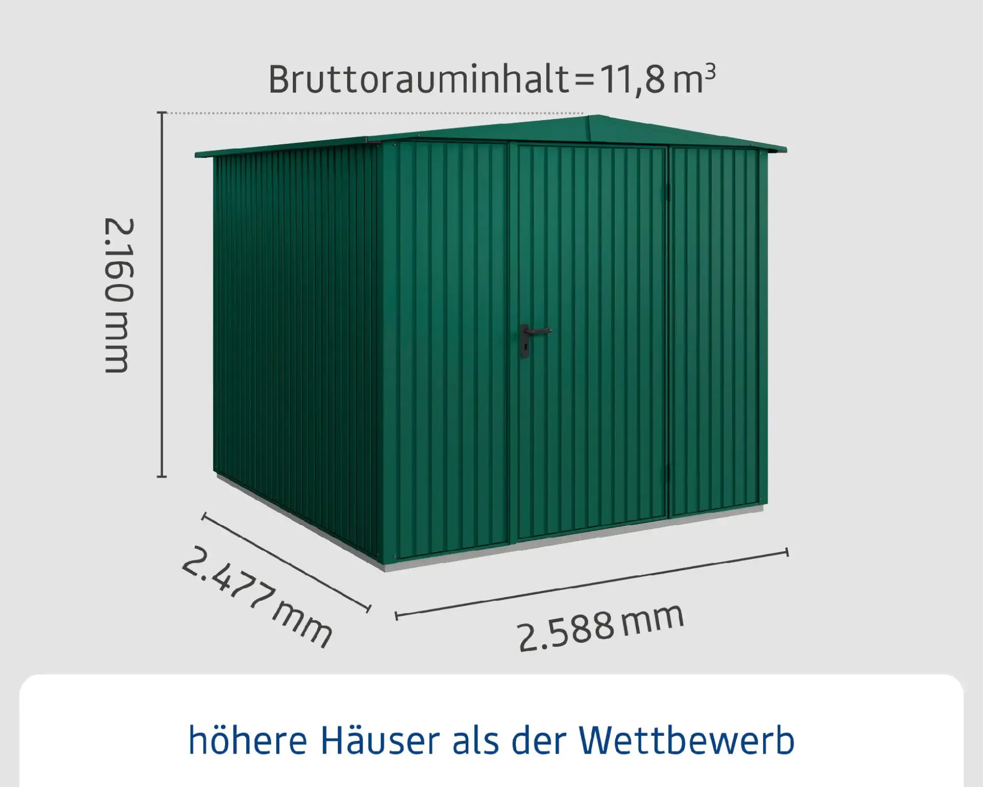 EcoStar Gerätehaus Trend-S Typ 2 258,8 x 247,7 x 216 cm moosgrün