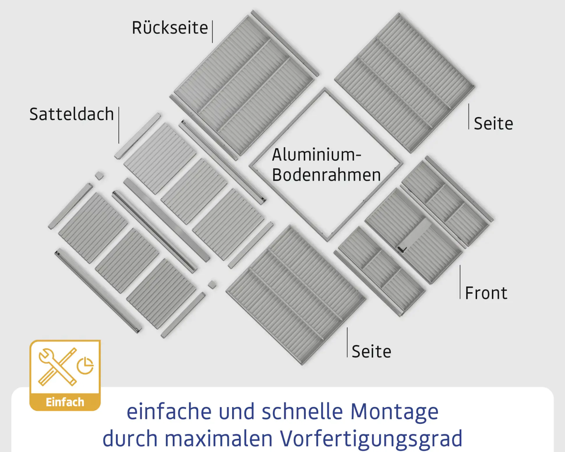Ecostar Gerätehaus Trend-S Typ 1 258,8 x 121,3 x 216 cm taubenblau