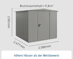 EcoStar Gerätehaus Trend-S Typ 2 258,8 x 247,7 x 216 cm graualuminium