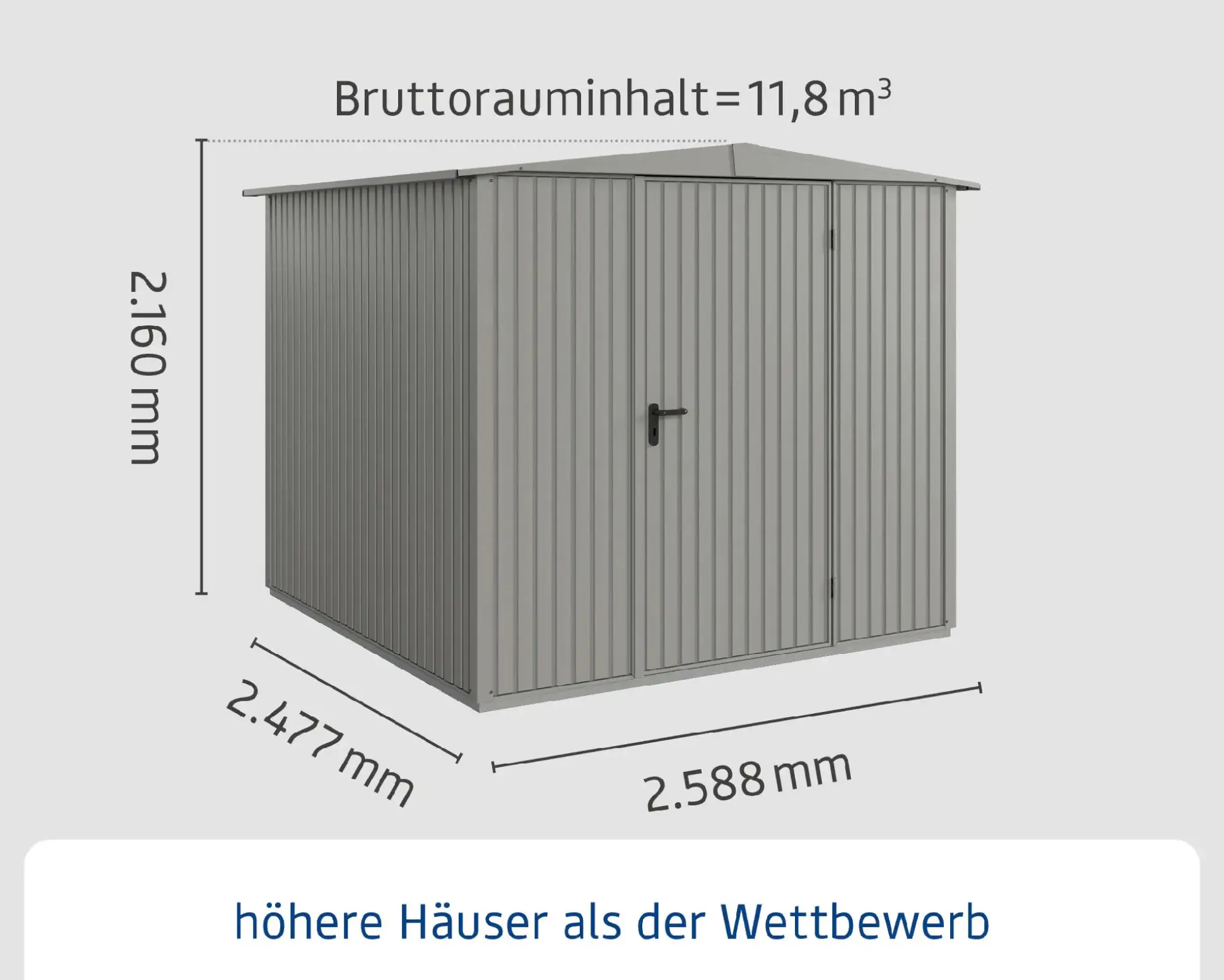 EcoStar Gerätehaus Trend-S Typ 2 258,8 x 247,7 x 216 cm graualuminium