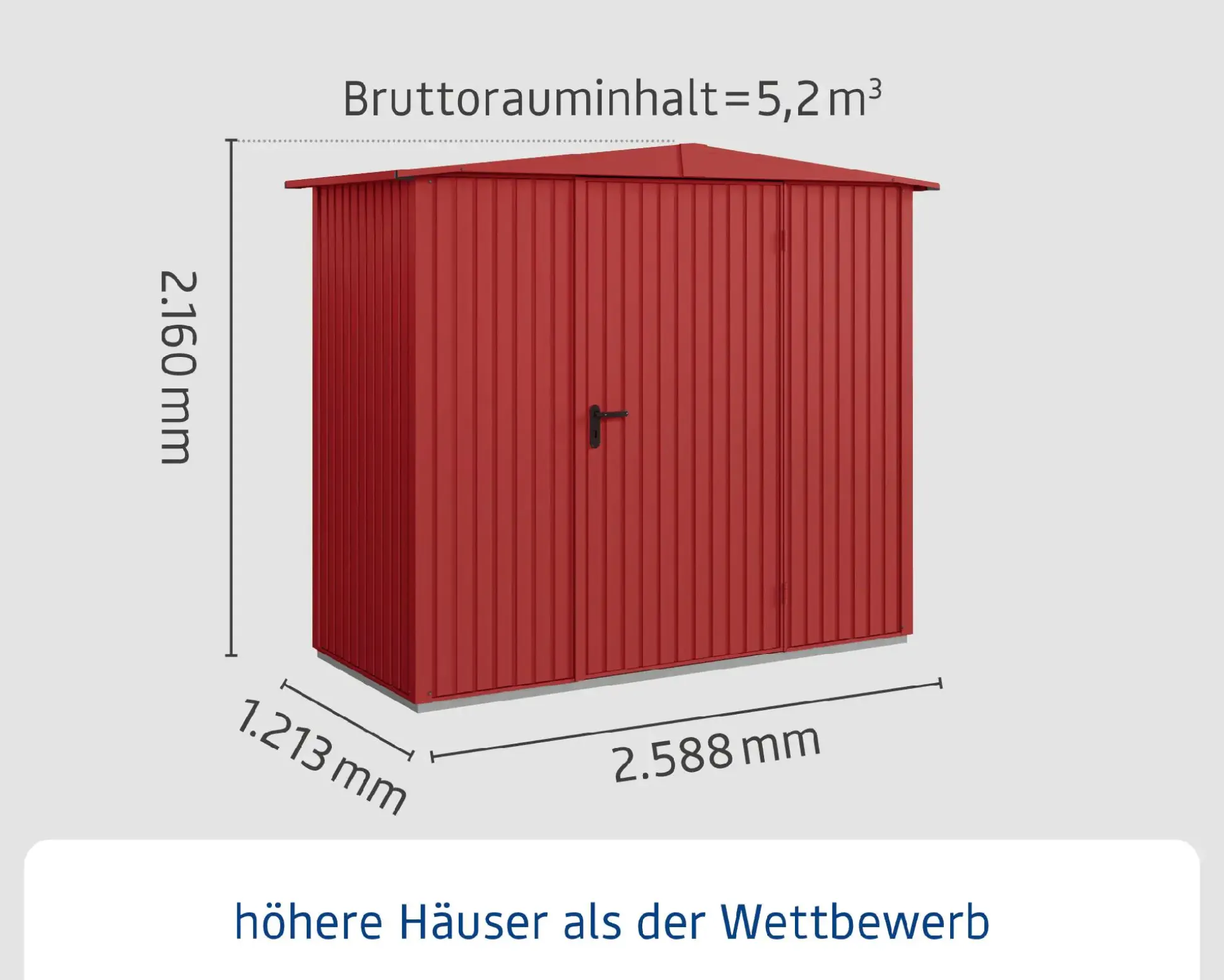 Ecostar Gerätehaus Trend-S Typ 1 258,8 x 121,3 x 216 cm purpurrot