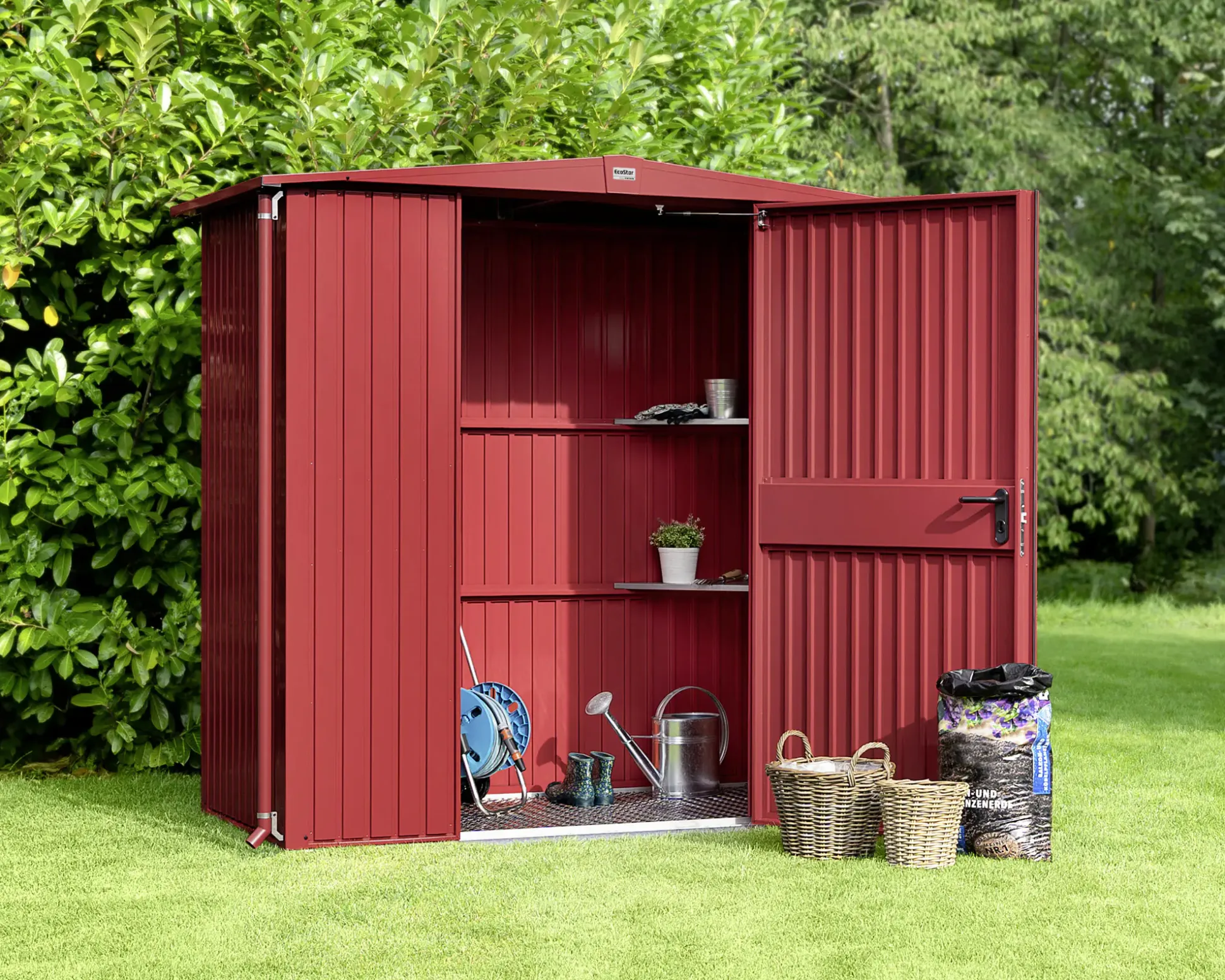 Ecostar Gerätehaus Trend-S Typ 1 258,8 x 121,3 x 216 cm purpurrot