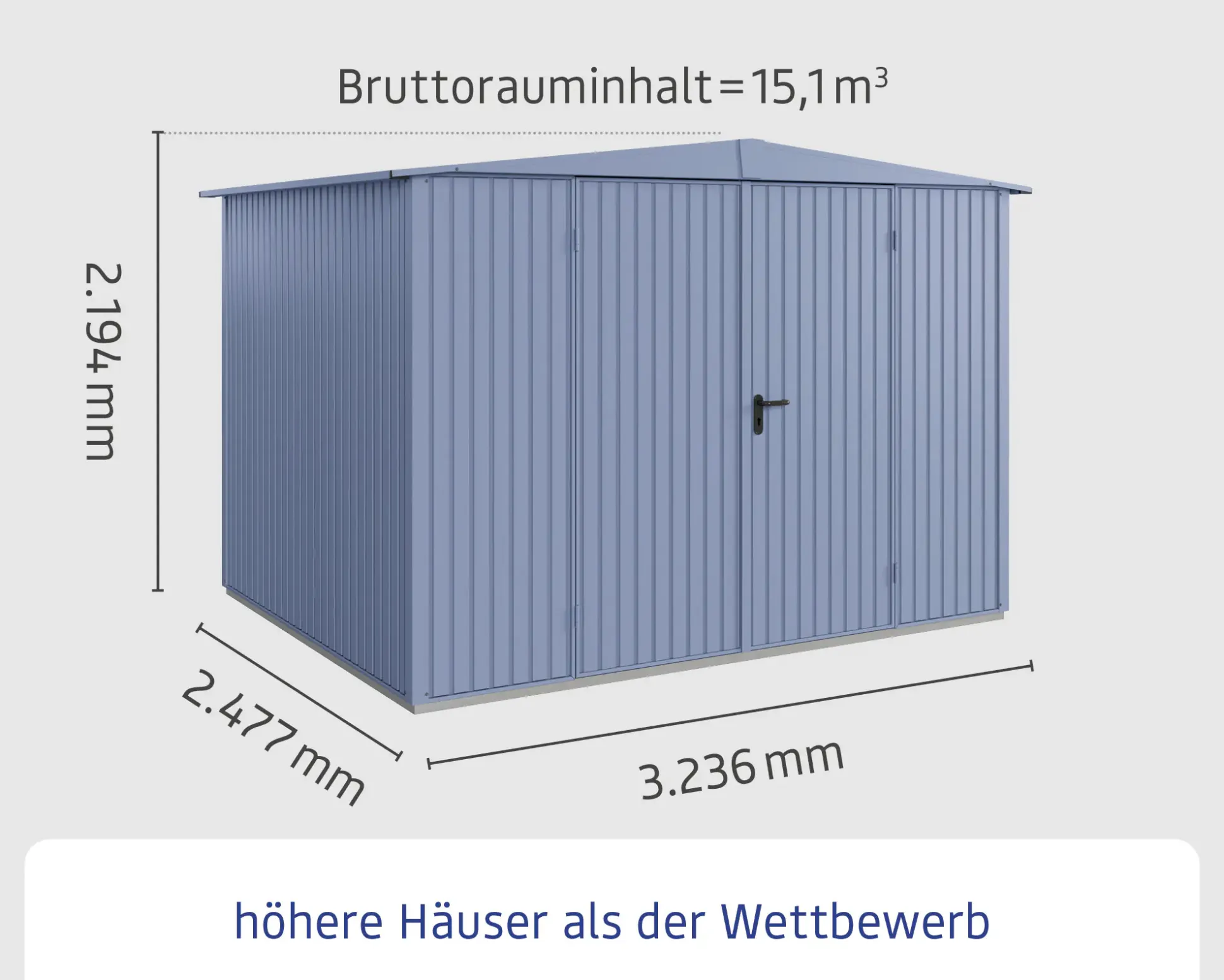 EcoStar Gerätehaus Trend-S Typ 3 323,6 x 247,7 x 219,4 cm taubenblau