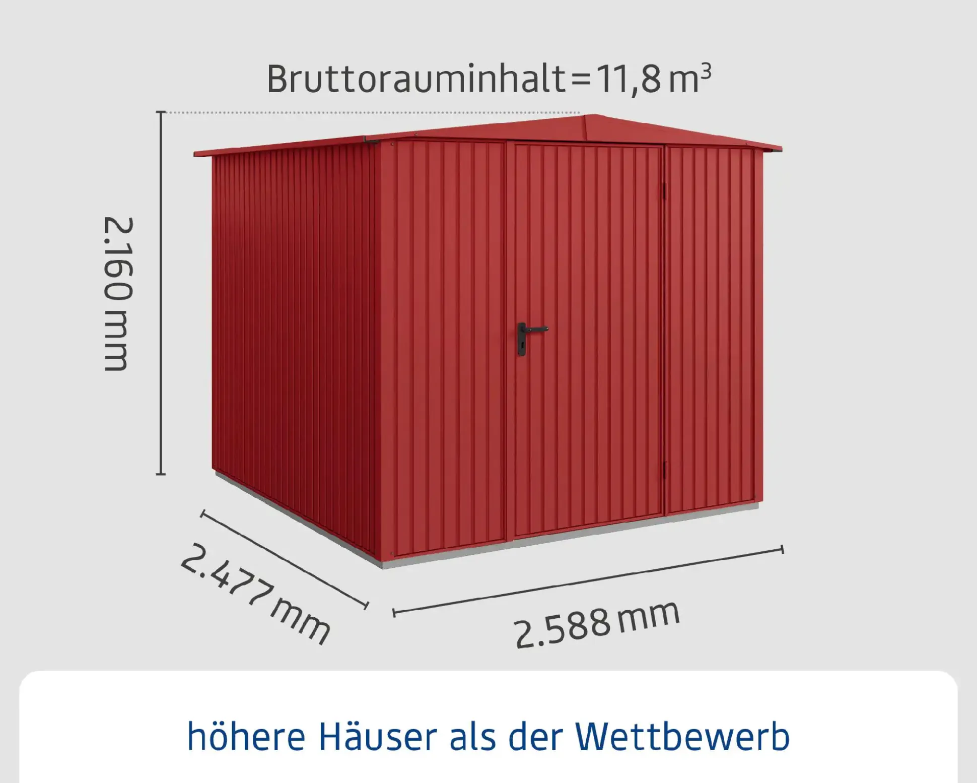 EcoStar Gerätehaus Trend-S Typ 2 258,8 x 247,7 x 216 cm v