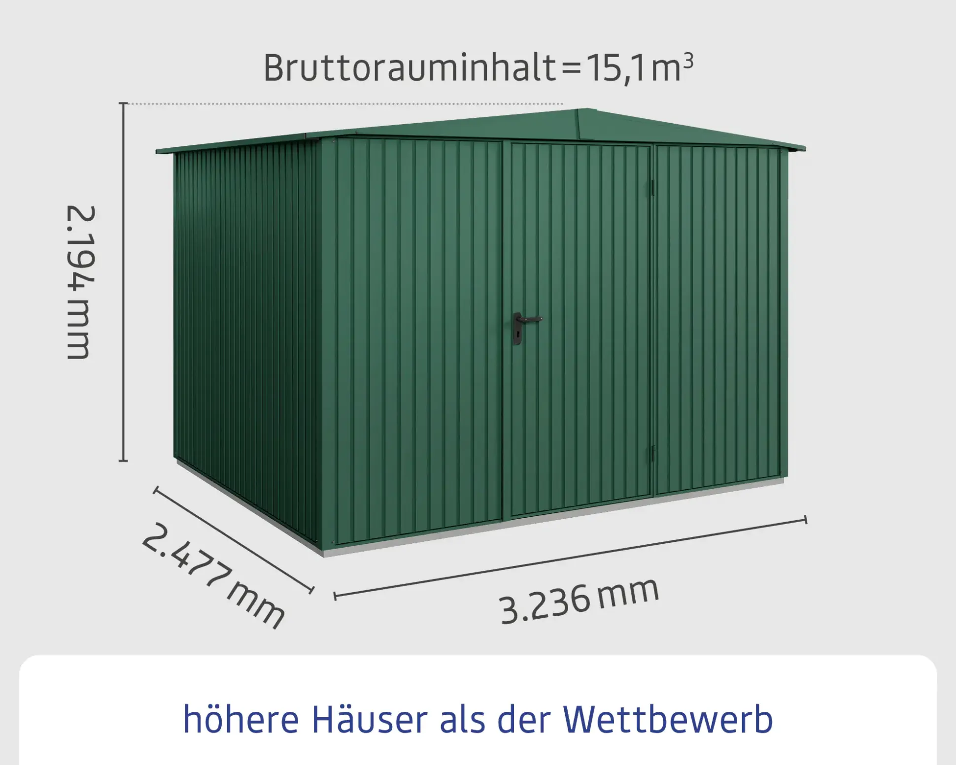 EcoStar Gerätehaus Trend-S Typ 3 323,6 x 247,7 x 219,4 cm moosgrün