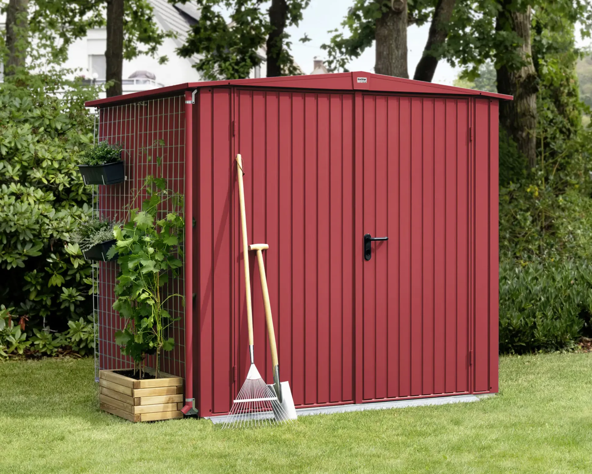 EcoStar Gerätehaus Trend-S Typ 2 258,8 x 247,7 x 216 cm purpurrot