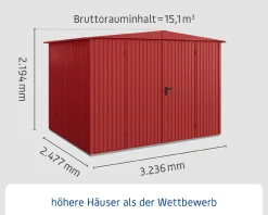 EcoStar Gerätehaus Trend-S Typ 3 purpurrot 323,6 x 247,7 x 219,4 cm