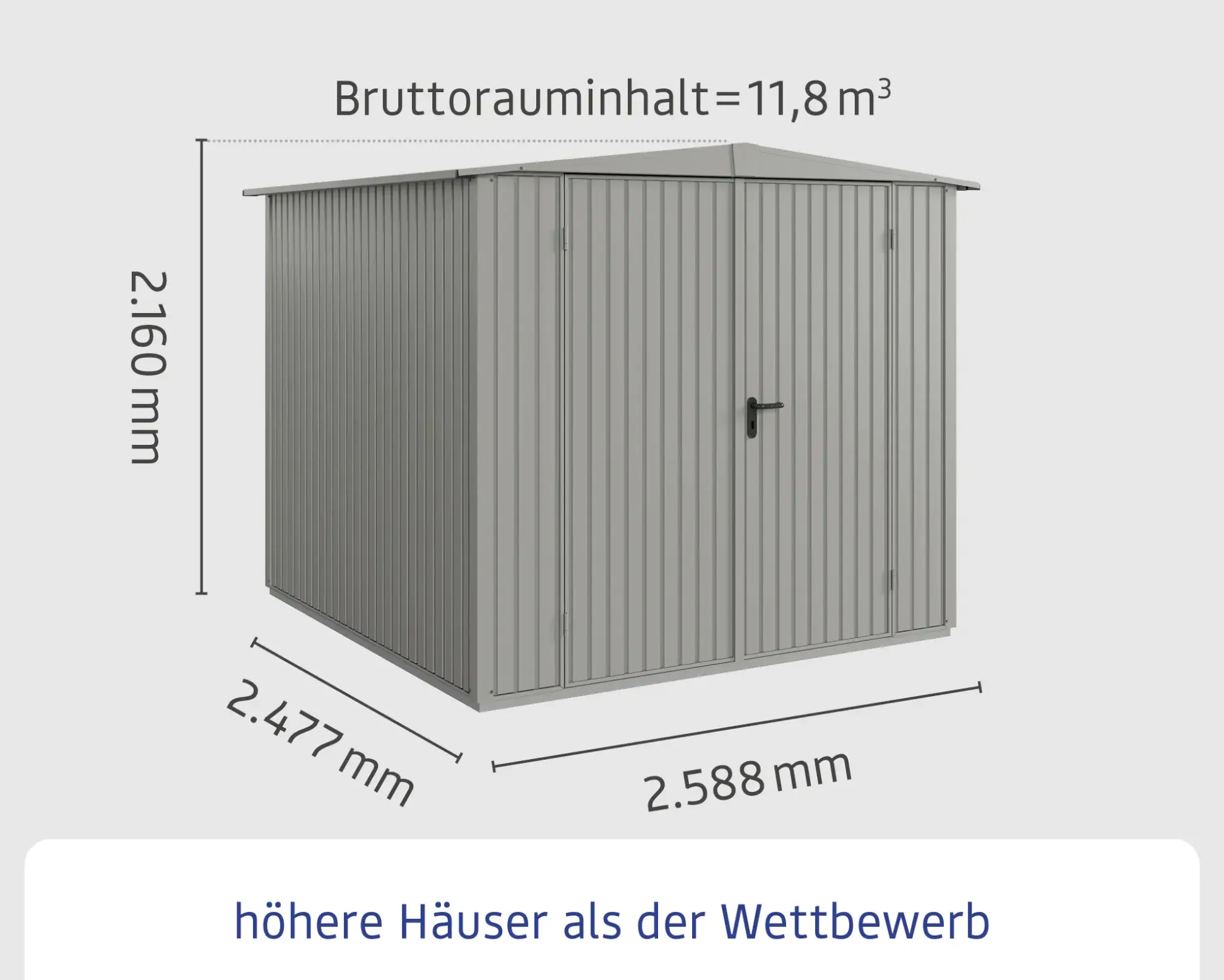 EcoStar Gerätehaus Trend-S Typ 2 258,8 x 247,7 x 216 cm graualuminium