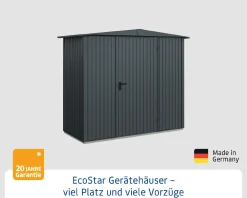 EcoStar Gerätehaus Trend-S Typ 1 258,8 x 121,3 x 216 cm anthrazitgrau