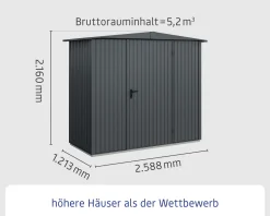 EcoStar Gerätehaus Trend-S Typ 1 258,8 x 121,3 x 216 cm anthrazitgrau