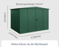 EcoStar Gerätehaus Trend-S Typ 3 323,6 x 247,7 x 219,4 cm moosgrün